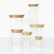 Load image into Gallery viewer, Round Glass Jars Bamboo
