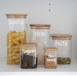 Load image into Gallery viewer, Square Glass Jar Bamboo