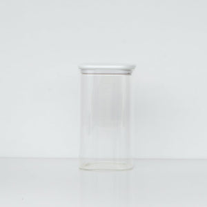 1.4L Square White Glass Jar