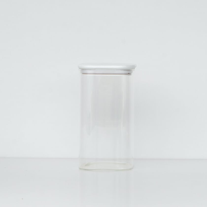1.4L Square White Glass Jar