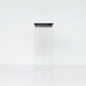 1.85L Square Glass Jar Black