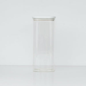 1.8L Square White Glass Jar