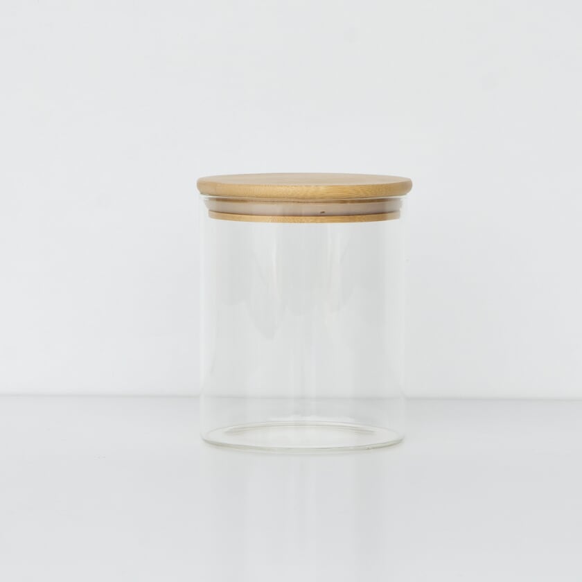 Round Glass Jars Bamboo