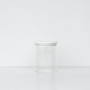 1L Round Glass Storage Jars White