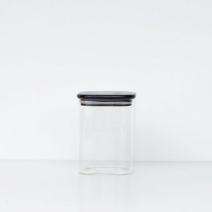 1L Square Glass Jar Black