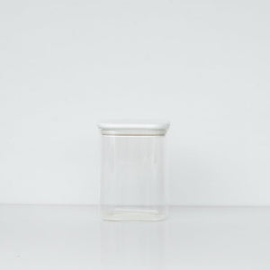 1L Square White Glass Jar
