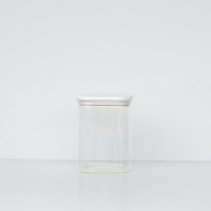 1L Square White Glass Jar