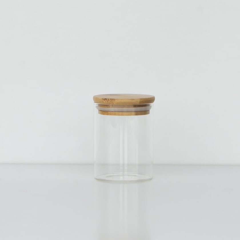 Round Glass Jars Bamboo