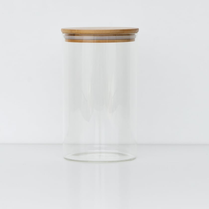 Round Glass Jars Bamboo