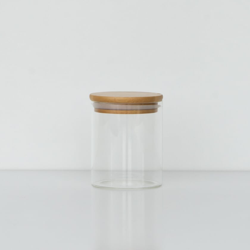 Round Glass Jars Bamboo