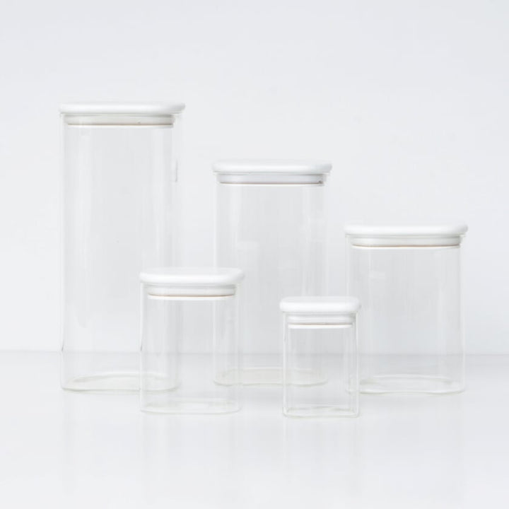 Square White Glass Jar