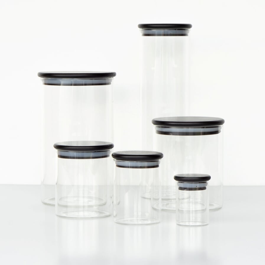 Round Bamboo Glass Canisters