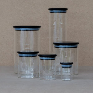 Round Glass Jars Black