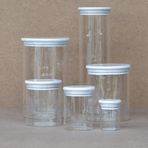 Round Glass Storage Jars White