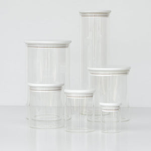 Round Glass Storage Jars White