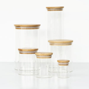 Round Glass Jars Bamboo