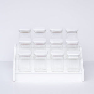 Square Glass Jar Spice Set White