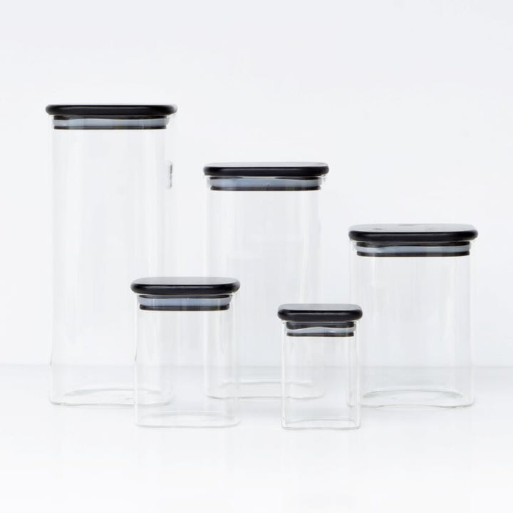 Black Square Glass Jars