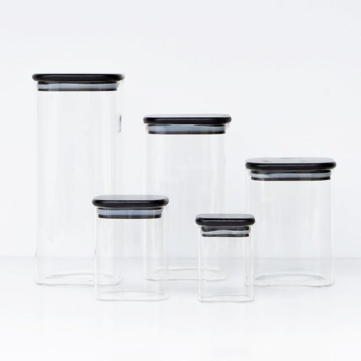 SQUARE GLASS JAR TRIO with BAMBOO LIDS and VINYL LABELS (with spoon an –  Our Happyhome Designs